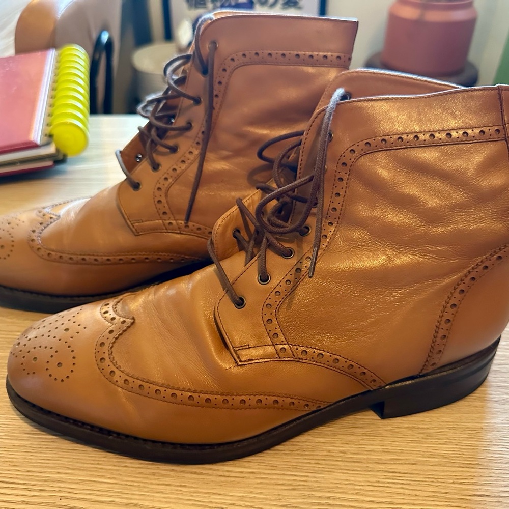 Thursday Boot Company Men's Brown Leather Wingtip Brogue Boots - Size 10.5